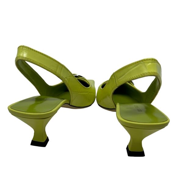 NWT By Far Evita Green Apple Maxi Croco Nappa Leather Slingback Pump EU 37 US 7‎ - Picture 7 of 11